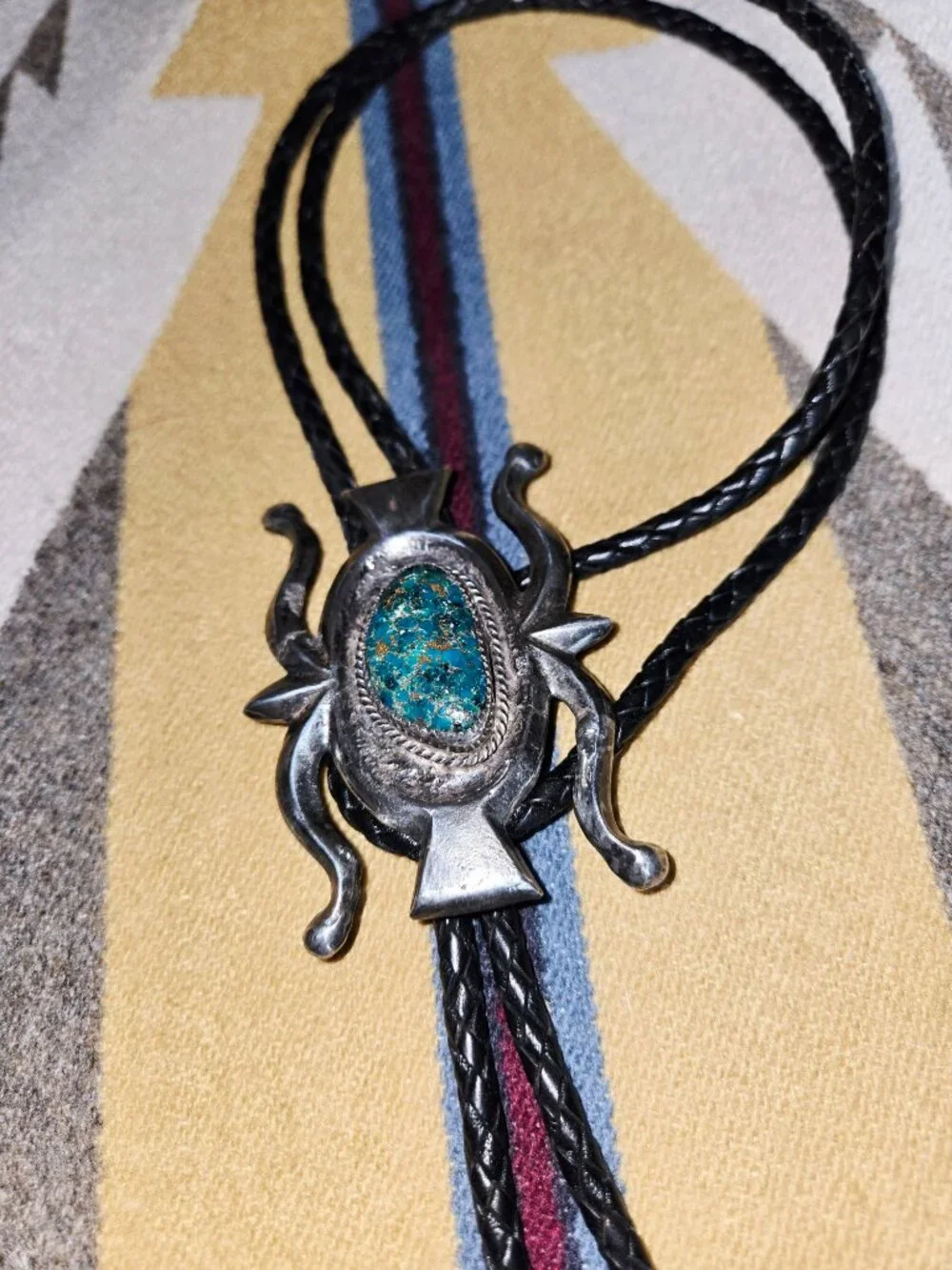 Vintage 1940's Sandcast Bolo with Fox Turquoise